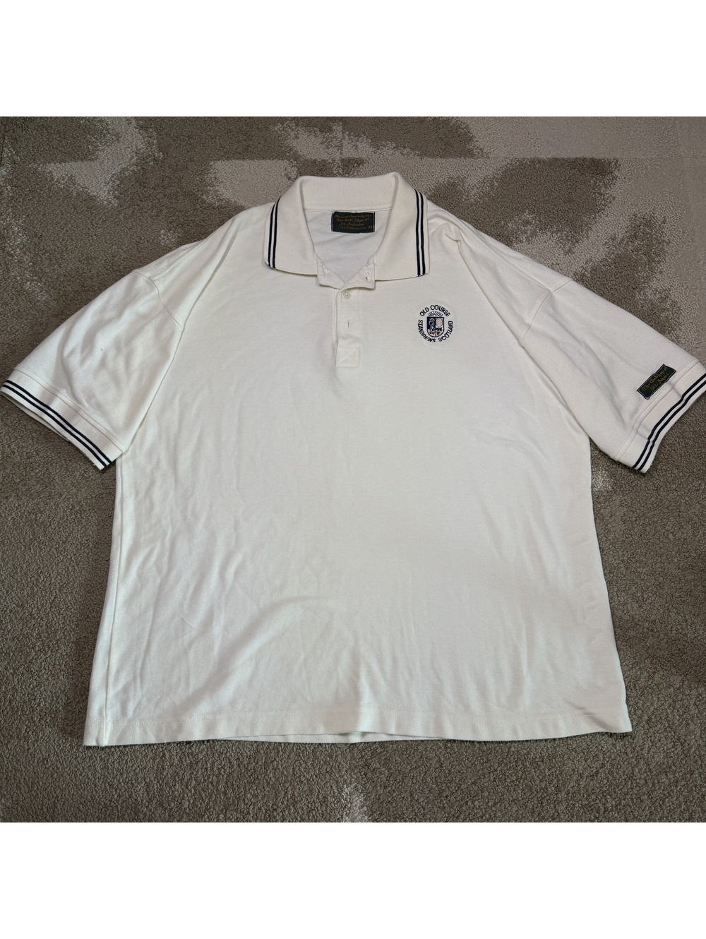 Vintage St Andrews Old Course Golf Polo Shirt XL Embroidered Crest Scotland Knit